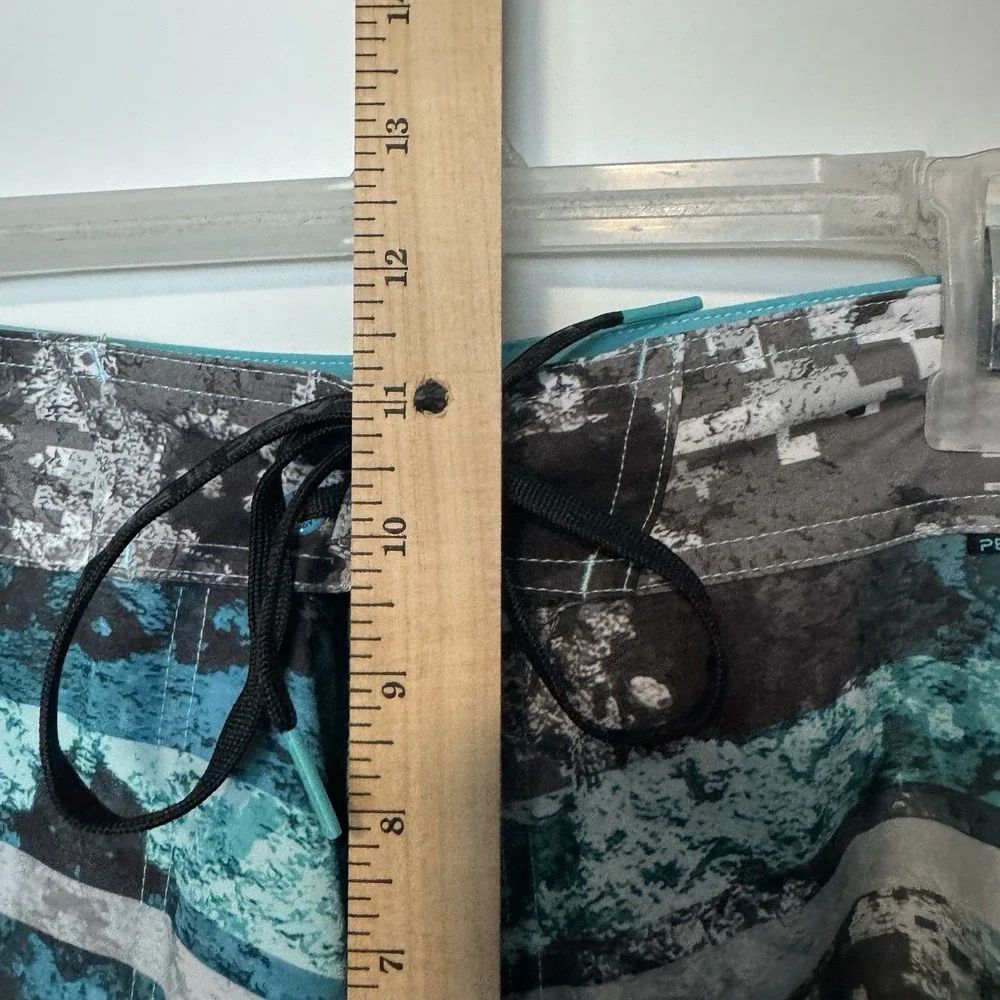 Pelagic Argonaut Board Shorts Mens 30 Teal Black Swim Fishing Surfing Unlined